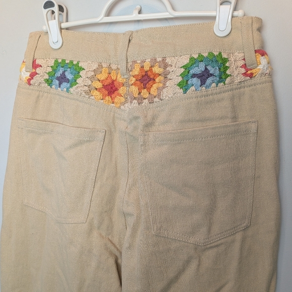 FREE PEOPLE Crochet Zuri Mom Jeans Boho Size 27 100% Cotton Crochet Floral - Picture 11 of 16